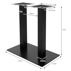 Pied de table double ML-Design hauteur 72 cm noir mat métal acier thermolaqué design industriel