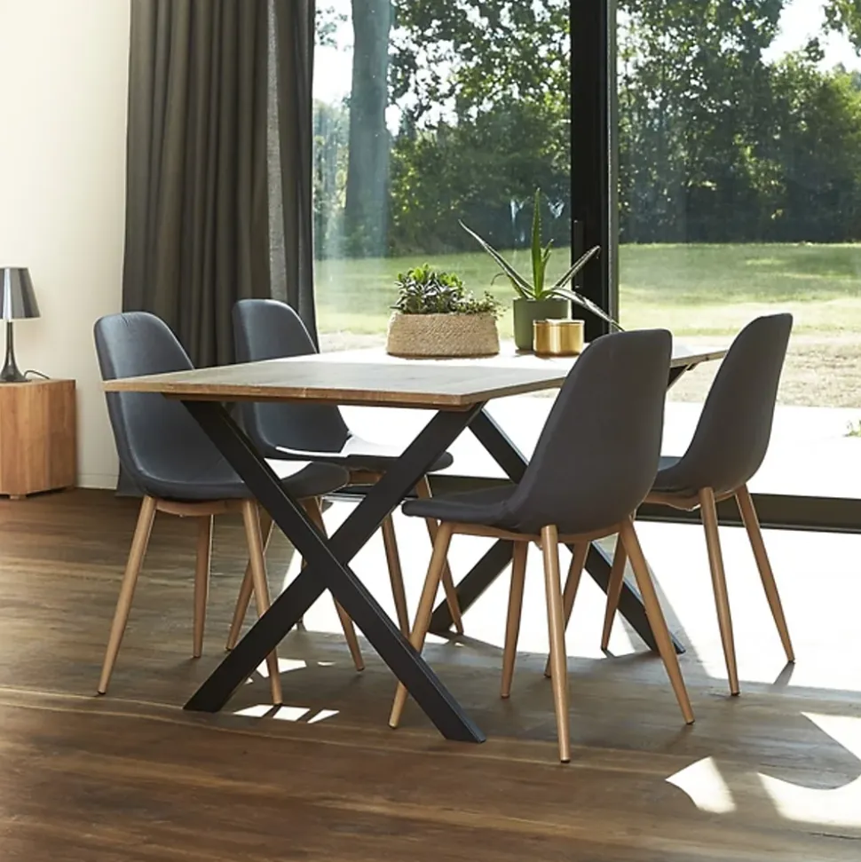 Pied de table en croix Mottez en acier noir H. 71 cm