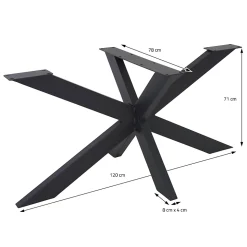 Pied de table ML-Design forme spider 78x71x120 cm noir acier revêtu par poudre design industriel