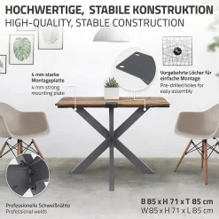 Pied de table ML-Design forme spider 85x71x85cm anthracite acier revêtu par poudre design industriel
