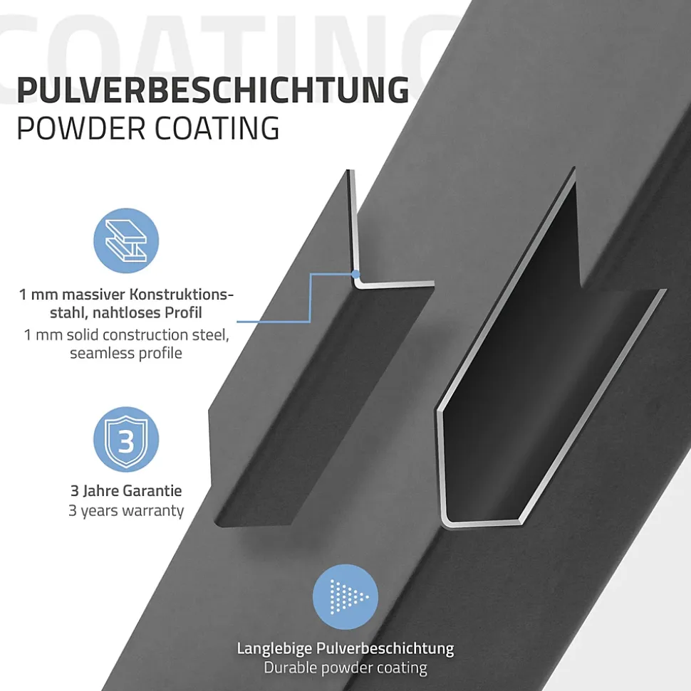 Pied de table ML-Design forme spider 78x71x150 cm anthracite acier revêtu poudre design industriel