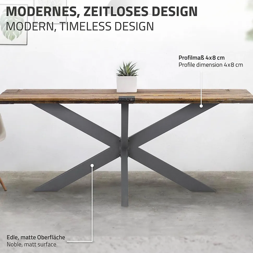 Pied de table ML-Design forme spider 78x71x150 cm anthracite acier revêtu poudre design industriel