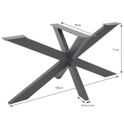 Pied de table ML-Design forme spider 78x71x150 cm anthracite acier revêtu poudre design industriel