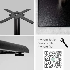 Pied de table pour mange-debout h110cm modèle Milan-T noir - Restootab