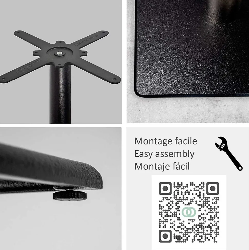 Pied de table pour mange-debout h110cm modèle Milan-T noir - Restootab