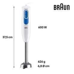 Pied mixeur BRAUN MQ20.236M - Moteur 600 W - 2 vitesses - Systeme EasyTwist