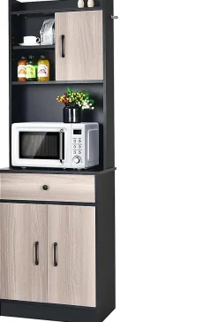 Placard de Rangement avec Stockage a Plusieurs Niveaux avec Trous de Cable, Armoire de Rangement avec Etagere Reglable