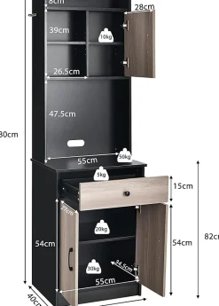 Placard de Rangement avec Stockage a Plusieurs Niveaux avec Trous de Cable, Armoire de Rangement avec Etagere Reglable