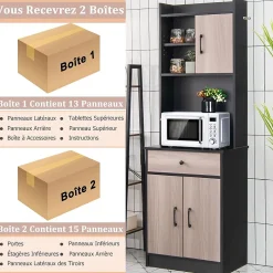 Placard de Rangement avec Stockage a Plusieurs Niveaux avec Trous de Cable, Armoire de Rangement avec Etagere Reglable