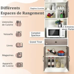Placard de Rangement avec Stockage a Plusieurs Niveaux avec Trous de Cable Armoire de Rangement avec Etagere Reglable