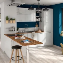 Plan de travail Acacia massif huilé lamellé collé L.250 x P.65 cm, Ep.26 mm