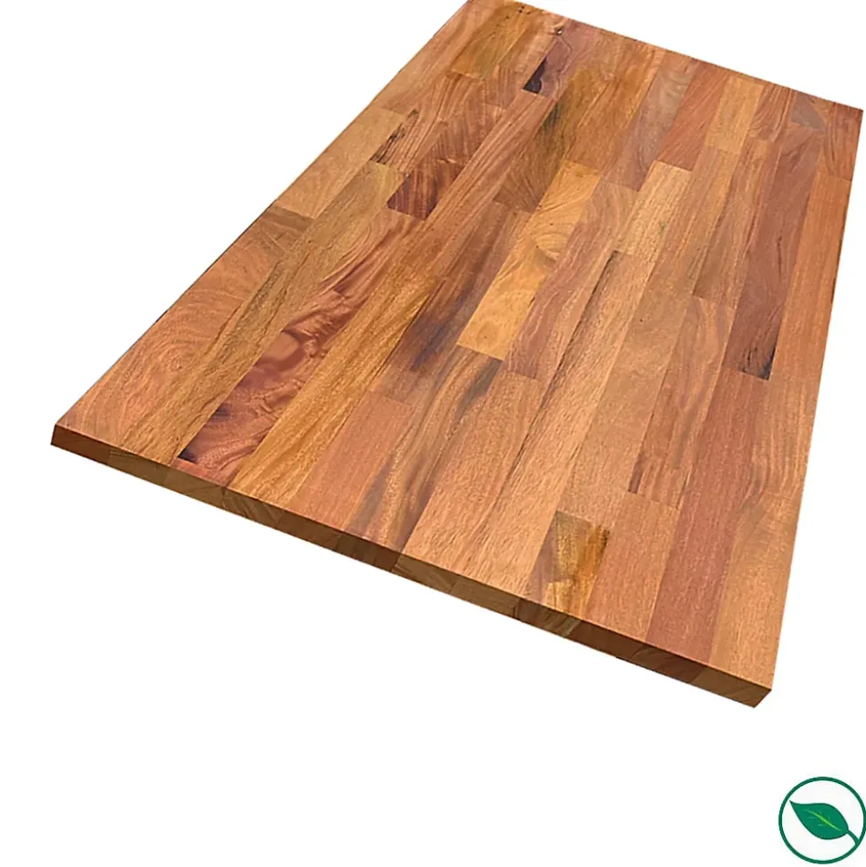 Plan de travail acajou massif huilé lamellé collé abouté 2000 x 650 x 36 mm