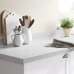 Plan de travail aggloméré aspect pierre blanche mouchetée GoodHome Berberis L.300 x l.62 x Ép.3,8 cm