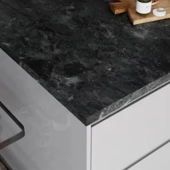 Plan de travail aspect marbre gris foncé GoodHome Kala L.300 x l.62 x Ép.3,8 cm