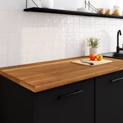 Plan de travail bois d'acacia huilé L.250 x l.65 x Ép.3,6 cm