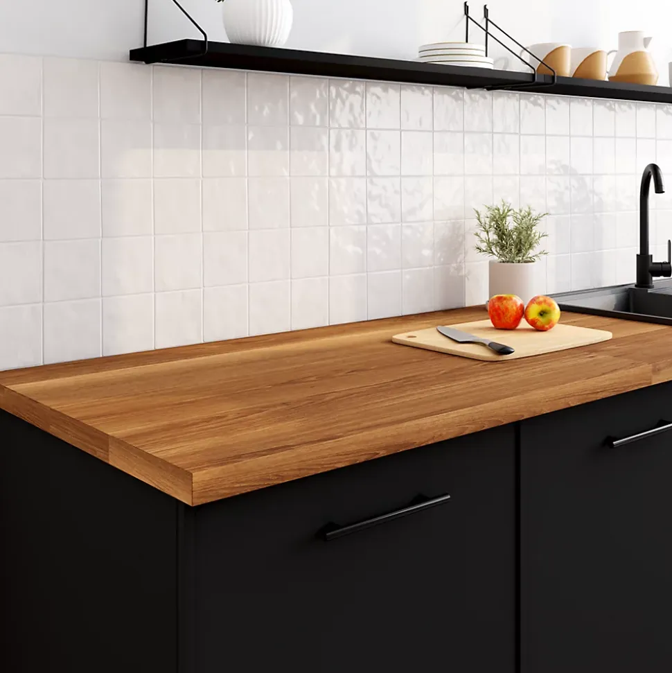 Plan de travail bois d'acacia huilé L.250 x l.65 x Ép.3,6 cm