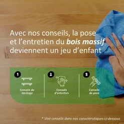 Plan de travail bois massif Pin Rustique pleines lames L.240 x P.65 cm, Ep.26 mm