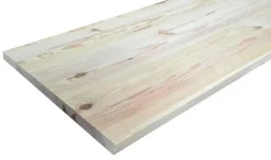 Plan de travail bois massif Pin Rustique pleines lames L.240 x P.65 cm, Ep.26 mm