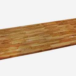 Plan de travail bois massif Teck lamellé abouté L.250 x P.65 cm, Ep.26 mm