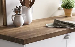 Plan de travail chêne massif foncé GoodHome Hinita L.300 x l.62 x Ép.4 cm
