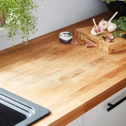 Plan de travail chêne massif L.300 x l.62 x ép.4 cm GoodHome Hinita
