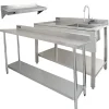 Plan de Travail 180cm, Evier en acier - Egouttoir à gauche et Etagère Murale