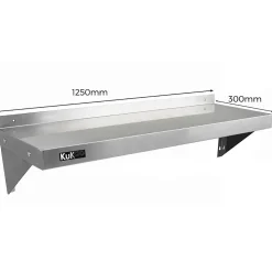 Plan de Travail 180cm, Evier en acier - Egouttoir à gauche et Etagère Murale