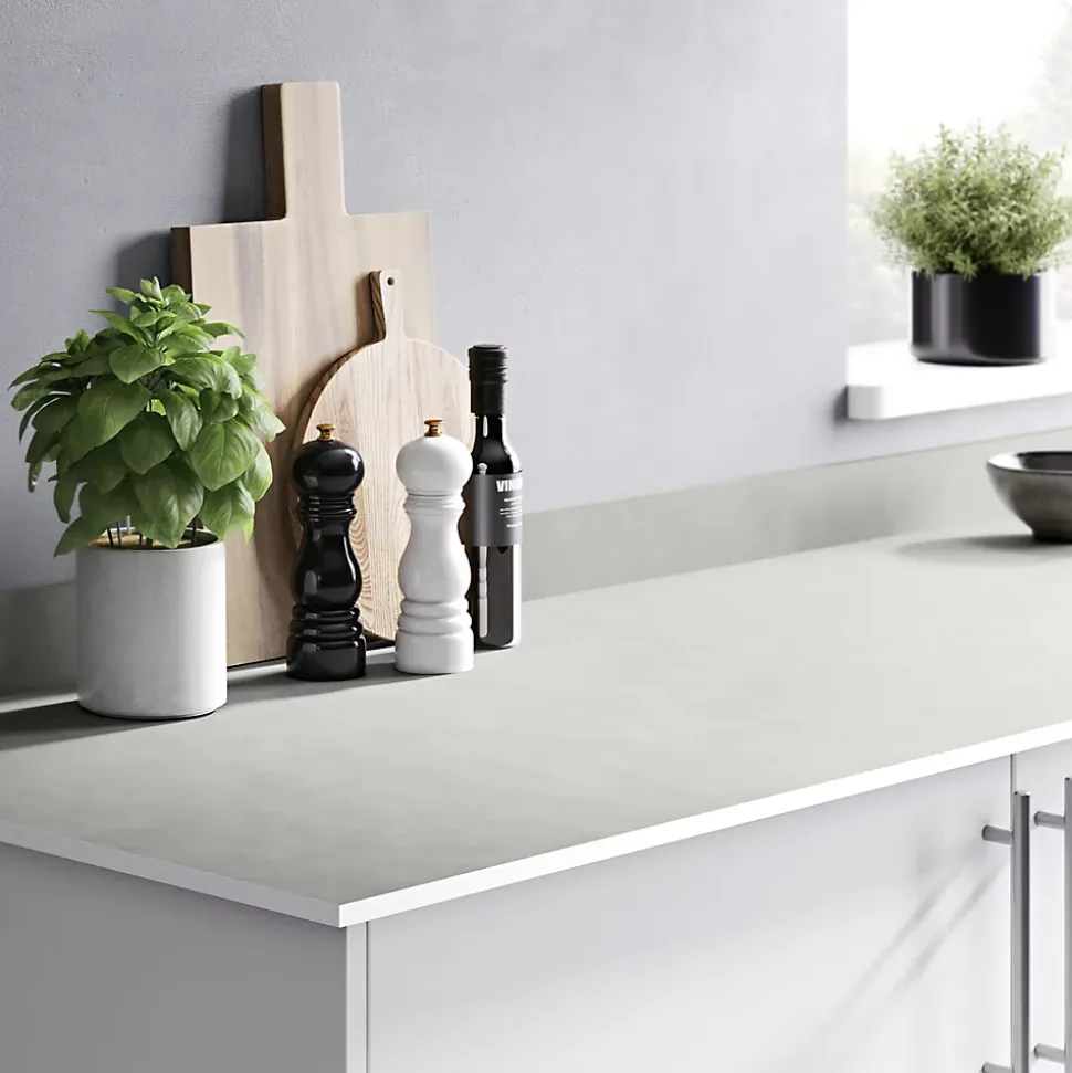 Plan de travail compact 1 face blanc / 1 face aspect pierre GoodHome Nepeta L.300 x l.62 x Ép.1,2 cm