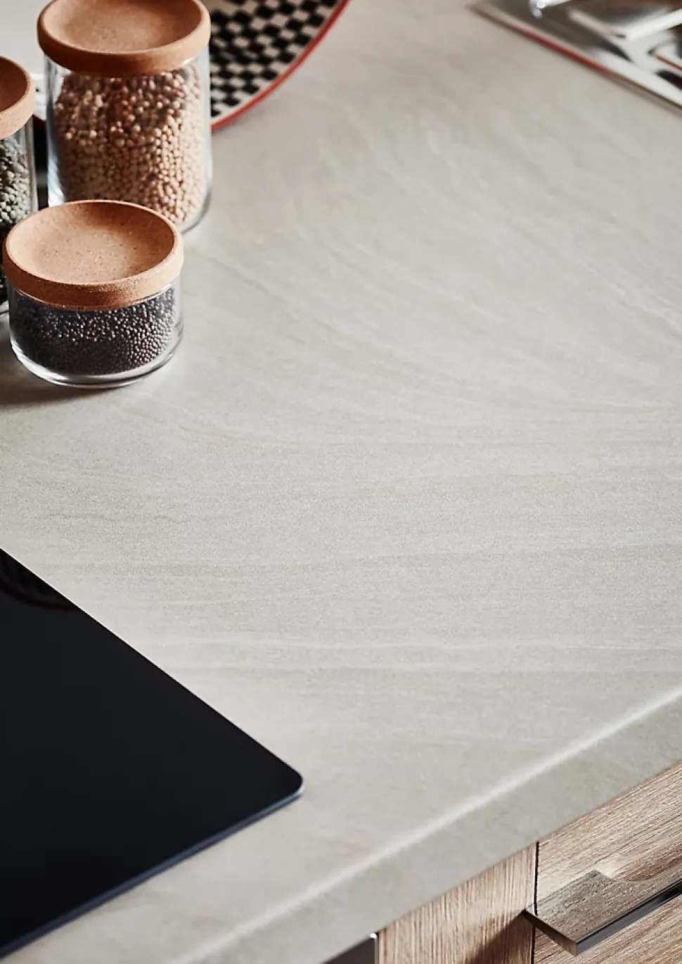 Plan de travail compact 1 face blanc / 1 face aspect pierre GoodHome Nepeta L.300 x l.62 x Ép.1,2 cm