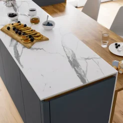 Plan de travail compact aspect marbre blanc GoodHome Nepeta L.300 x l.62 x Ép.1,2 cm