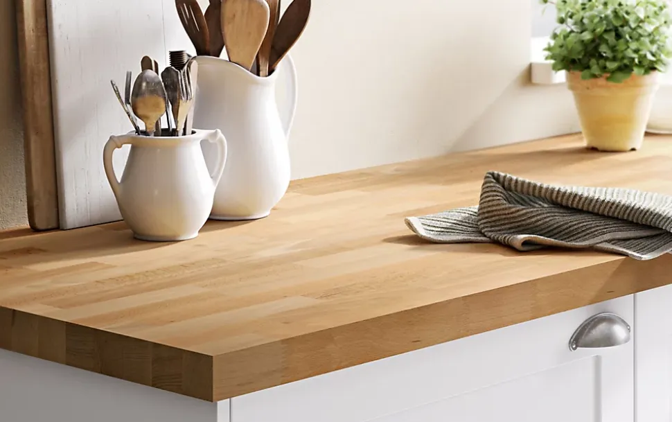Plan de travail hêtre massif GoodHome Hinita L.260 x l.62 x Ép.4 cm