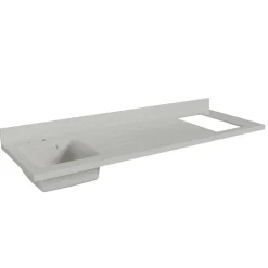 Plan de travail monobloc PlaniQuartz avec évier - 180 cm - Snova - évier à gauche - Plaque de cuisson Non inclus