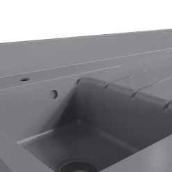 Plan de travail monobloc PlaniQuartz avec évier - 180 cm - Cromo - évier à gauche - Plaque de cuisson Induction