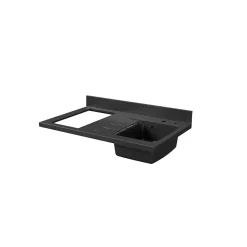 Plan de travail monobloc PlaniQuartz avec évier - 100 cm - Nero - évier à droite - Plaque de cuisson Non inclus