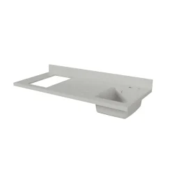 Plan de travail monobloc PlaniQuartz avec évier - 140 cm - Snova - évier à droite - Plaque de cuisson Non inclus
