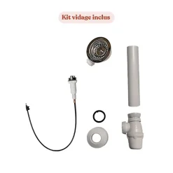 Plan de travail monobloc PlaniQuartz avec évier - 180 cm - Nero - évier à droite - Plaque de cuisson Induction