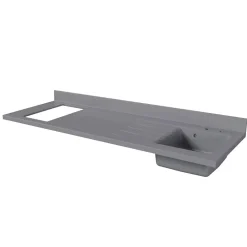 Plan de travail monobloc PlaniQuartz avec évier - 180 cm - Cromo - évier à droite - Plaque de cuisson Non inclus