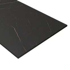 Plan de travail réversible compact 1 face aspect marbre noir / 1 face noir mat GoodHome Nepeta L.300 x l.62 x Ép.1,2 cm