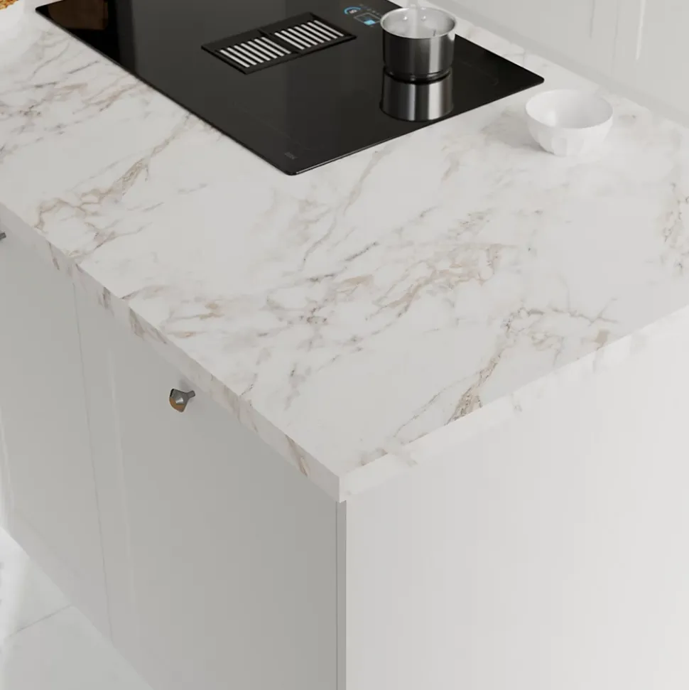 Plan de travail stratifié aspect marbre beige GoodHome Berberis L.300 x Ép.3,8 cm