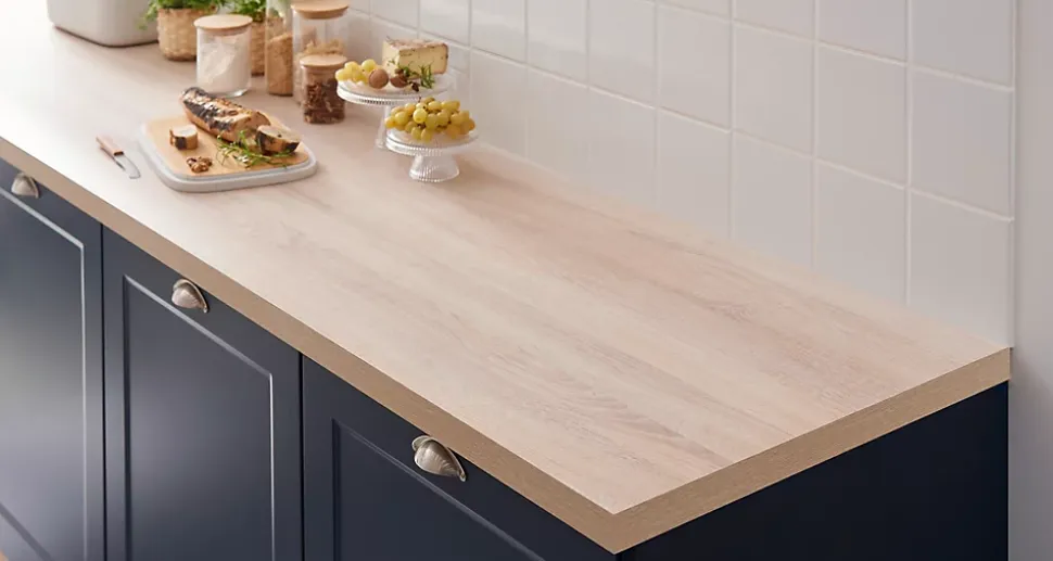 Plan de travail stratifié aspect chêne Québec GoodHome Kala L.300 x l.62 x Ép.3,8 cm