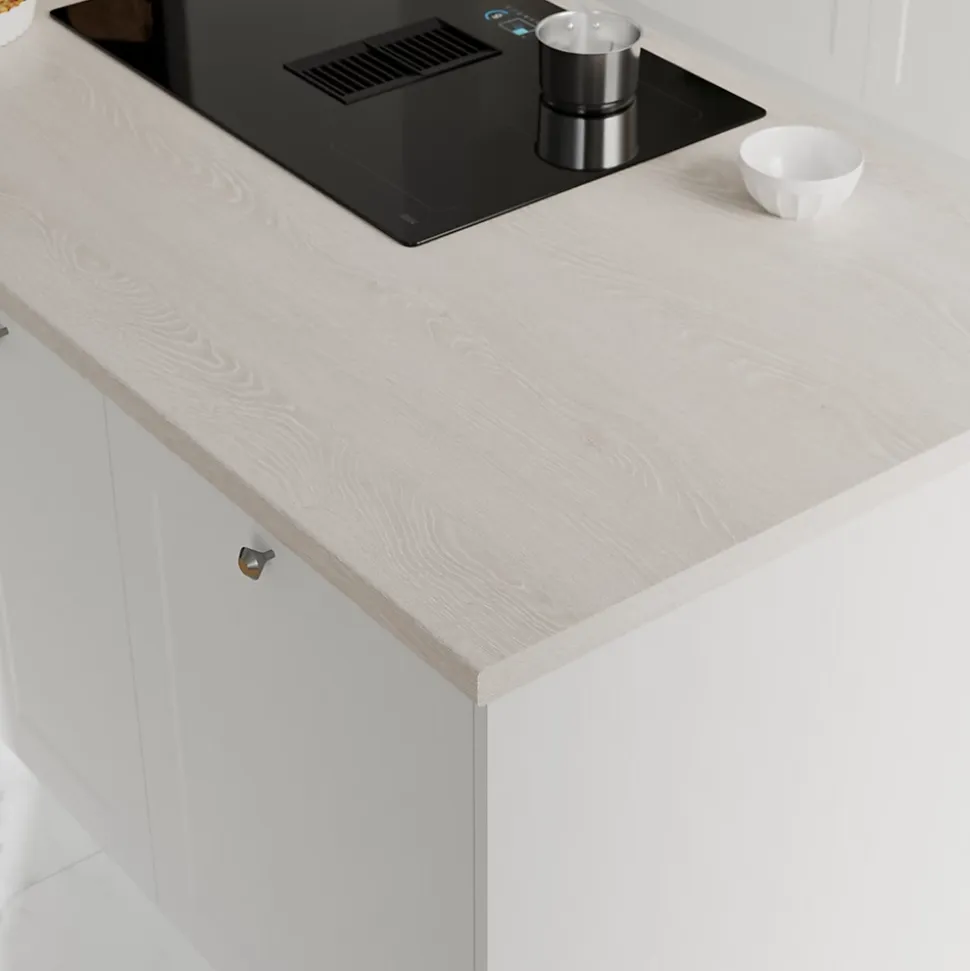 Plan de travail stratifié aspect bois blanc GoodHome Kabsa L.300 x l.62 x Ép.3,8 cm