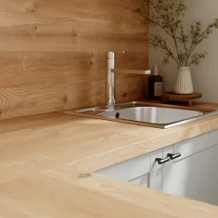 Plan de travail stratifié effet bois rustique Izee L. 246 cm x l. 63,5 cm x Ép. 38 mm