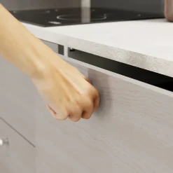 Plan de travail stratifié gris effet béton L.300 x l.62 x ép.3,8 cm, GoodHome Kala