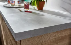 Plan de travail stratifié gris effet béton L.300 x l.62 x ép.3,8 cm, GoodHome Kala