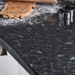 Plan de travail stratifié effet granit noir L.300 x l.62 x ép.3,8 cm, GoodHome Kabsa