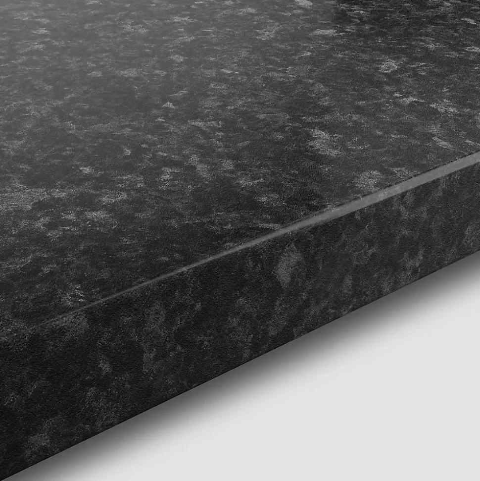 Plan de travail stratifié effet granit noir L.300 x l.62 x ép.3,8 cm, GoodHome Kabsa