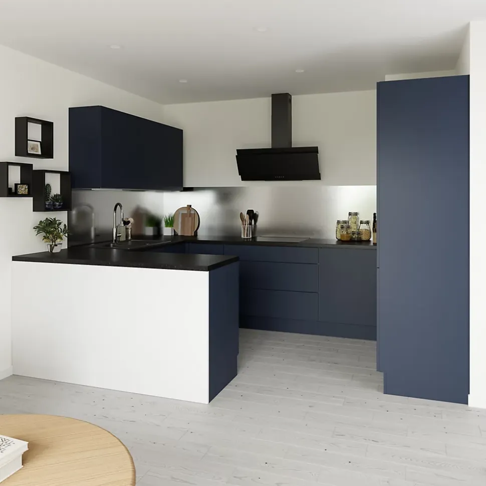 Plan de travail stratifié effet granit noir L.300 x l.62 x ép.3,8 cm, GoodHome Kabsa