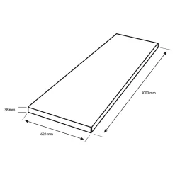 Plan de travail stratifié effet granit noir L.300 x l.62 x ép.3,8 cm, GoodHome Kabsa