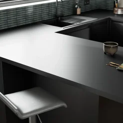 Plan de travail stratifié noir mat L.300 x l.62 x ép.3,8 cm GoodHome Berberis