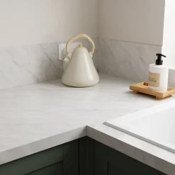 Plan de travail stratifié effet soft quartz GoodHome Kala L.300 x Ép.3,8 cm